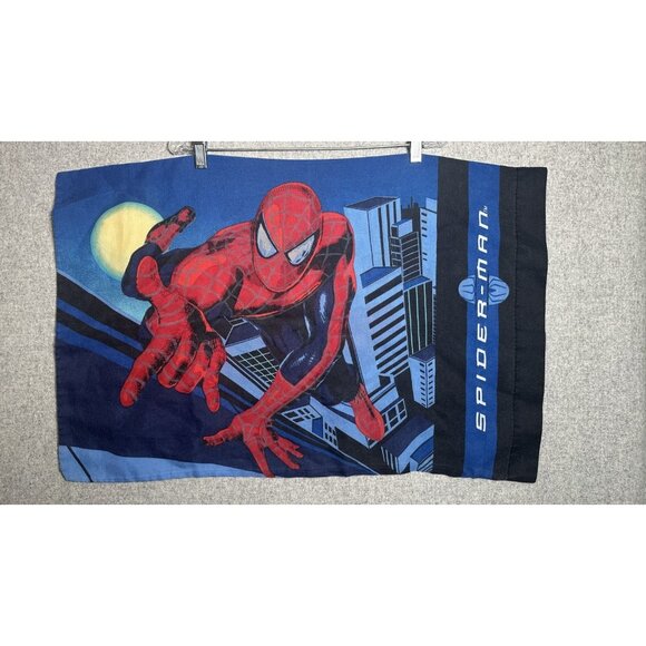 TWO SET Vintage Spider Man Pillowcase 2002 Marvel Superhero Y2K Comic - Picture 1 of 15